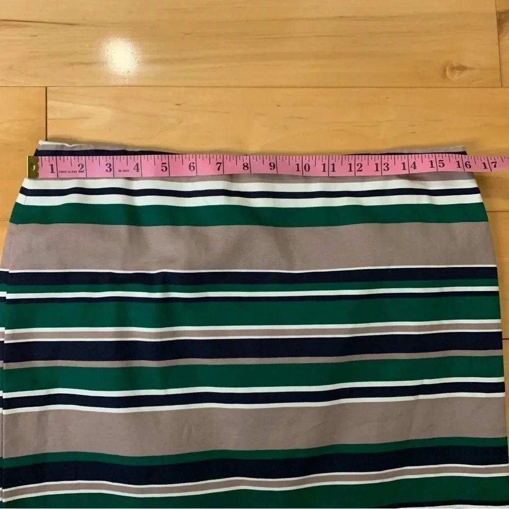 Talbots Pencil Straight Skirt Womens Size 8 Green Black Brown Stripes Career